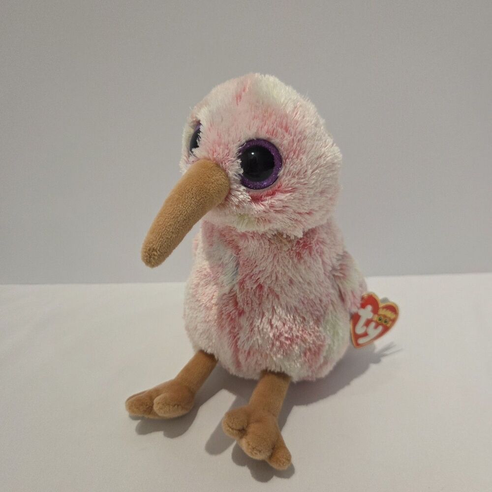 TY Beanie Boos 6" KIWI the Pink Bird Plush Stuffed Animal Toy NWT Ty Heart Tags